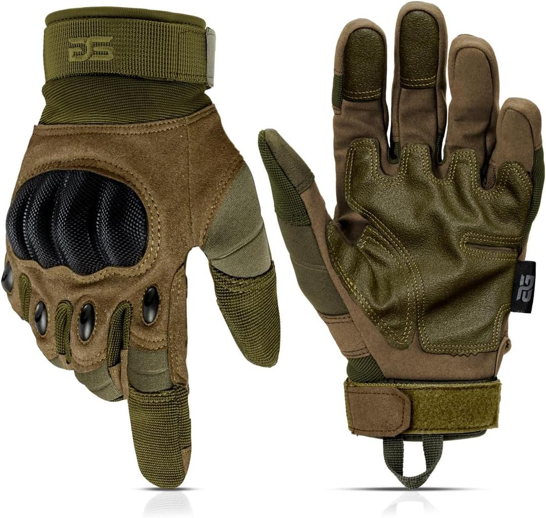 Glove Station Tactical Gloves for Men Touchscreen Utility Gear with Hard Knuckle Protection Used in Motorcycle, Airsoft, Combat, Police, Shooting & Outdoor Work Green - Hard Knuckle, Large