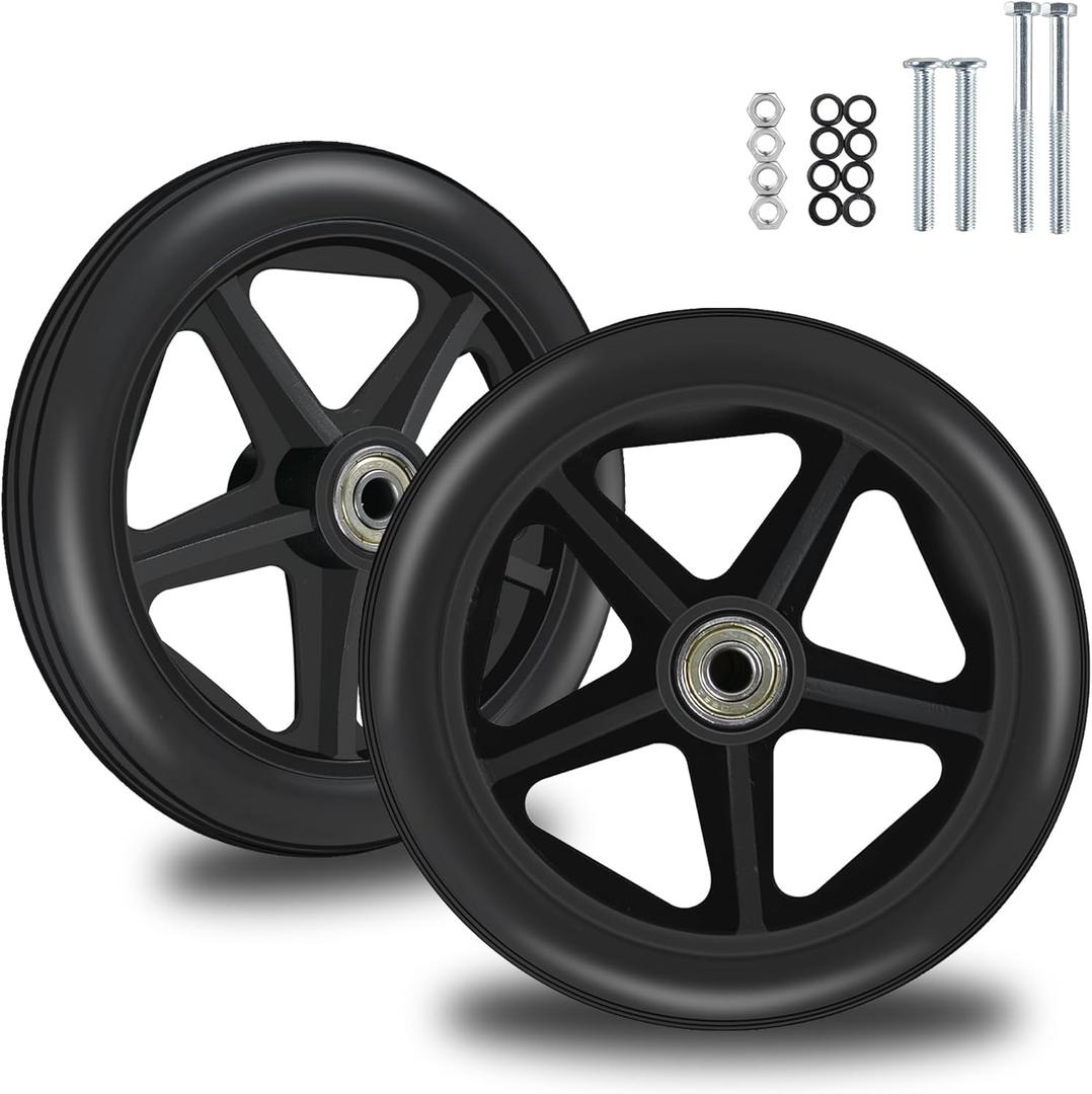 2 Pack 6 Inch Replacement Front Wheels for Wheelchairs, Walkers, Rollators, Durable Anti-Slip ABS Wheels Hub- Universal Aid Wheels for Adults, Seniors