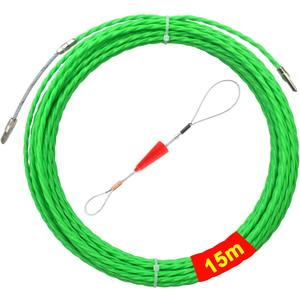 Fish Tape 49FT Wire Fishing Tools Cable Pulling Wire 4.5mm Diameter, Ideal for Cable Runs 15m