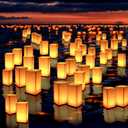 10Pack Wooden Floating Paper Lanterns with Candle Lights, DIY Letters Tangled Lanterns Decorative Outdoor Candle Lantern for Wedding, Pool, Birthday Party, Whishing (10 Lanterns with Candles)