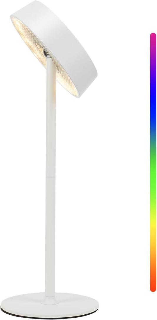 Cordless Lamp, Rechargeable Table Lamp, Battery Operated, RGB Dimmable Touch Control, 3 Color Temperatures, LED Memory Function, Portable Outdoor Waterproof, Restaurant Dining Patio Kitchen, White 1Pc