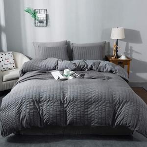 AveLom Seersucker Duvet Cover Set Full Size (80 x 90 inches), 3 Pieces (1 Duvet Cover + 2 Pillow Cases), Dark Gray Ultra Soft Washed Microfiber, Textured Duvet Cover with Zipper Closure, Corner Ties