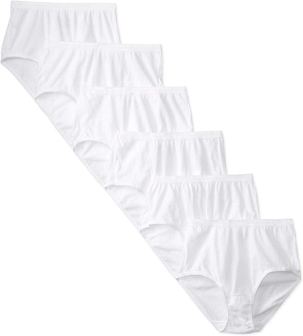 Fruit of the Loom Women's Eversoft Cotton Brief Underwear, Tag Free & Breathable, in Plus Size (7, 6 Pack - White)