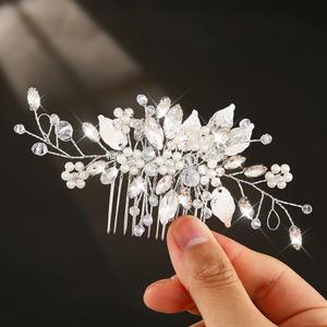 JEAIRTS Crystal Hair Comb Silver Bridal Pearl Headpiece Wedding Hair Accessories for Women