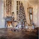 WOLADA Christmas Backdrop Christmas Backdrops for Photography Christmas Tree Fireplace Photography Backdrop Xmas Scene Background for Holiday Photos 10x10FT