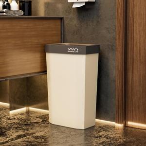 4 Gallon, Small Slim Garbage Can, Open Top Trash Can for Bathroom, Kitchen, Office, Bedroom, Living Room (NewTOPGrey)