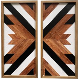 2 Pcs Western Aztec Wall Decor With Wood Framed, 20.9x9.8 Inch Wooden Southwestern Boho Wall Art, Native American Living Room Bedroom Guest Bathroom Rustic Decorations for Home (brown)
