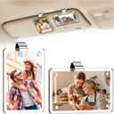 2 Pack Car Picture Holder for Sun Visor, Magnetic Acrylic Car Photo Clip Compatible with Instax Mini 12 11 9 & Polaroid Go, Horizontal & Vertical Display for 2.4" x 3.5" Wallet Size Photos, Personalized Car Decor Accessories Gift