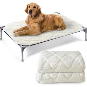 Elevated Dog Bed Pad Waterproof 2 Pack, Soft Plush Dog Pet Pad Large for Dog Cot Bed, Machine Washable Dog/Cat Beds Pad with Corner Straps, Waterproof (Pad Only, Bed not Included)