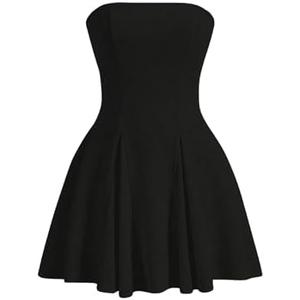 Milumia Women's Tube Mini Dress A Line Flared Strapless Party Club Short Dresses, XS Milumia Women's Tube Mini Dress A Line Flared Strapless Party Club Short Dresses, XS