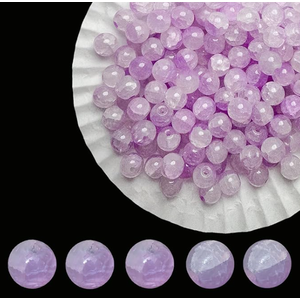 8mm Crackle Glass Beads for Jewelry Making, 700Pcs Round Crystal Beads for Bracelets, DIY Crafts (Purple Crackle)