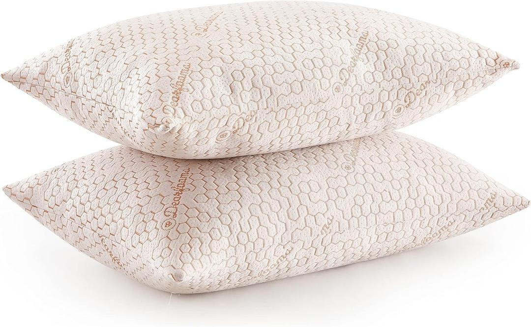 Dearfoams Bed Pillows,Set of 2 King Size,Down Alternative Copper-Infused Pillows with Soft Knit Cover,Supportive for Back, Side & Stomach Sleepers