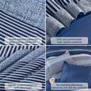 Cottolester Full Size Comforter Navy Blue Striped Comforters for Boys&Girls,7 Pieces Bed in A Bag Simple Neutral-Style Bedding Sets for Kids Teen