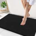 Smiry Luxury Chenille Bathroom Rugs 34x21, Extra Soft and Absorbent Shaggy Bath Mat, Machine Washable, Non-Slip Plush Carpet Runner for Tub, Shower, and Floor, Home Decor Accessories, Black