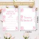 HMJKL Wedding Shower Invitations, Pink Floral Bridal Shower Party Invites With Envelopes For Couple, Minimalist Engagement Banquet Party Celebration Decorations Supplies, 25 Pack -A01