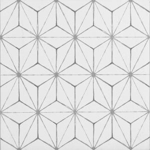 FloorPops FP2481 Kikko Peel Stick Floor Tiles, White & Off-White