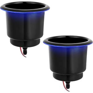 Young Marine Stainless Steel Cup Holder with Light and Drain for Boat, RV, Camper (Stainless Steel with Black Coated)