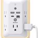 Surge Protector, Outlet Extender with Night Light, Addtam 5-Outlet Splitter and 4 USB Ports(PD 20W), Multi Plug Wall Outlet Power Strip for Home Office Dorm Room Essentials