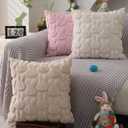 DFXSZ Easter Pillow Covers 16x16 inch Set of 2 Easter Decoration Beige Rabbit Soft Plush Faux Fur Jacquard Throw Pillows for Bedroom Sofa Holiday Festivals Home Decor FHJ-010C16