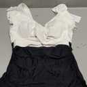 B2prity One Piece Swimsuits for Women Ruffle Sleeve V Neck Bathing Suit Tummy Control Cutout Monokini Slimming Swimwear (Medium, White,black)