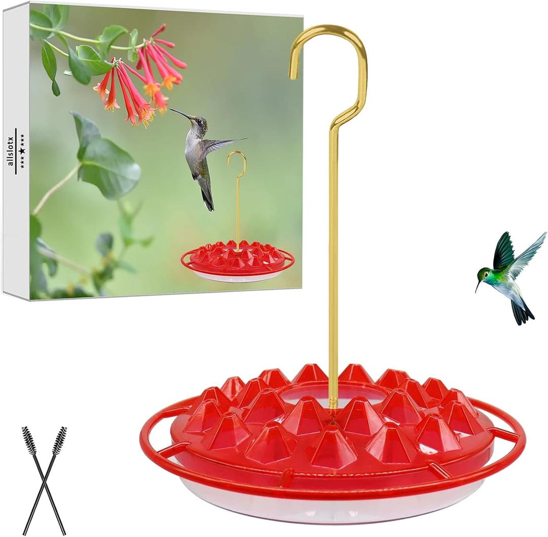 Hummingbird Feeders for Outdoors Hanging - 25 Feeding Ports 10 oz, Plastic Hummzinger Hummingbird Feeder, Bee-Proof Leak-Proof No Drip, Easy to Clean with Cleaning Brushes