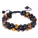 Handmade Double Protection Bracelet - Men & Women's Crystal Bracelet with Tiger Eye, Hematite - 8mm Natural Stone Beads Bring Good Luck, Prosperity, Happiness