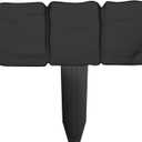 Plastic Garden Edging Stone-Look Border- Decorative Flower Bed Fence for Landscaping, 10 Pieces of Black Interlocking Lawn Stakes (8 Foot)