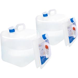 Collapsible Water Container Jug with Spigot, 2 Packs 5.3 Gallon BPA Free Camping Water Storage Carrier for Outdoor Hiking Backpacking & Emergency Survival Kit, Foldable Portable Canteen