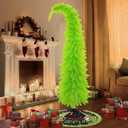 6 Ft Christmas Tree, Bendable Artificial Whimsical Christmas Tree for Indoor Christmas Party Decorations with Metal Stand, Tree Skirt for Holiday, Home, Office, Party