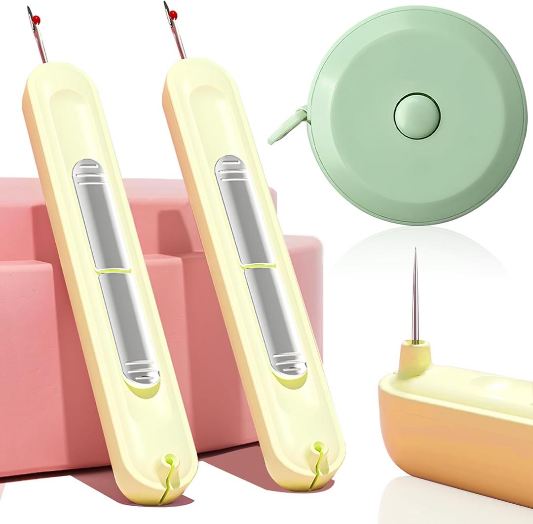 2 in 1 Needle Threader Seam Ripper 2-in-1 Needle Threader & Seam Ripper Tool 2 in 1 Needle Threader Seam Ripper 2024 Needle Threader Seam Ripper Sewing Supplies (Yellow)