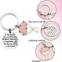 Siopue Aunt Birthday Gifts from Niece Nephew Auntie Inspirational Keychain for Women Aunty Christmas Gifts for Aunts Auntie Encouragement Keychains for Women (Silver, S)