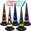 Poptrend 5PK Halloween Inflatable Witch Hat Ring Toss Game With Air Pump - Games Toys for Kids Adults, Decorations