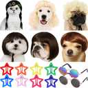 6 Pcs Funny Dog Wig for Cat and Dog Role Playing Wigs with Hairpin Glasses and Adjustable Elastic Band Pet Wigs and Pet Costumes for Small, Medium & Large Pets Accessories (Classic)