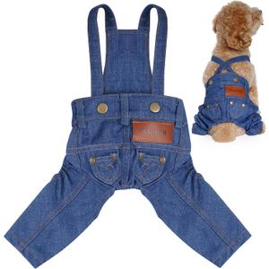choyaxo Dog Clothes Denim Overalls Pet Strap Pants for Small Puppy Cat Pets Jean Jacket Sling Jumpsuit Dog Apparel & Accessories (Blue, Medium)