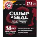 ARM & HAMMER Clump & Seal Platinum Cat Litter, Multi-Cat Clumping Litter Forms Rock-Hard Clumps, Powerful Odor Eliminators with Baking Soda, 14-Day Odor Control, 27.5 lbs