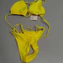 MIKETAI Sexy Bikinis for Women 2 Piece Bikini Spaghetti Strap Swimsuits Solid Color Bathing Swimwear Triangle Bathing Suit (Yellow, S)