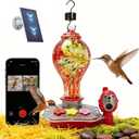 Hummingbird Feeder with Camera, Smart Glass Humming Bird Feeder Camera Solar Powered, AI Identify and Instant Notifications, 2K Live View, Leak-Proof Ant & Bee Proof