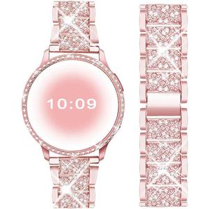 Mosonio Compatible with Samsung Galaxy Watch FE 2024 40mm/Galaxy Watch 5 Band 40mm 44mm/ Galaxy Watch 4 Band 40mm 44mm with Protective Cover Case, 20mm Bling Metal Galaxy Watch Band for Women (Silver, Black, Rose Pink, Rose Gold, Colorful, Starlight)