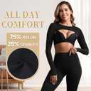 Hiball Workout Bolero Shrug Crop Top Long Sleeve Women, Sports Shrug Cropped Shirts, Cooling Shawl Arm Sleeves (Black, L)