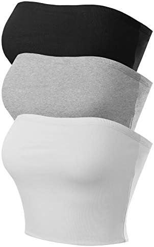 MixMatchy Women's Strapless Tube Tops Basic Bandeau Crop Sleeveless Backless Casual Sexy Going Out Tops Summer 2025 pack of 2