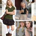 YooAurvox 3 Pack Girls V Neck Shirts, 3-Color, 11-12 Years
