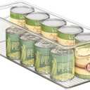 mDesign Plastic Stackable Kitchen Organizer - Storage Bin with Handles for Refrigerator, Freezer, Cabinet, and Pantry Shelves Organization - Food Container - Clear