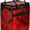 Reusable Grocery Bag On Wheels Large Capacity Shopping Trolley Foldable Rolling Tote Bag with Heavy Duty Handle for Travel (Red, Large)