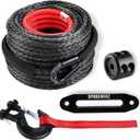 SPARKWHIZ Synthetic Winch Rope Cable Kit, 3/8" x 100 ft 26500LBS Winch Line Cable with Protective Sleeve+Winch Fairlead+Stopper+Hook for 4WD Off Road Vehicle Truck SUV ATV UTV