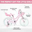 Glerc Petal Girls Bike, 12-18 Inch Kids Bike for Ages 2-9 Years Old Children, Princess Style Kids Bicycle with Training Wheels & Basket & Streamers, Multiple Colors