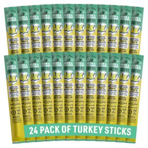 Lorissa's Kitchen Premium Turkey Meat Sticks, Herb-A-Licious Turkey Flavor, 8g of Protein Each, Made with Free Range Chicken, Free from Top 9 Allergens and Non-GMO, Zero Sugar, 1 Oz, 24 Count