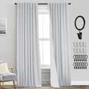 PANELSBURG Light Grey Curtains 96 inches Long for Living Room,Blackout Linen Insulating Heat Light Blocking Curtains for Bedroom,52x96 in Length,White Gray