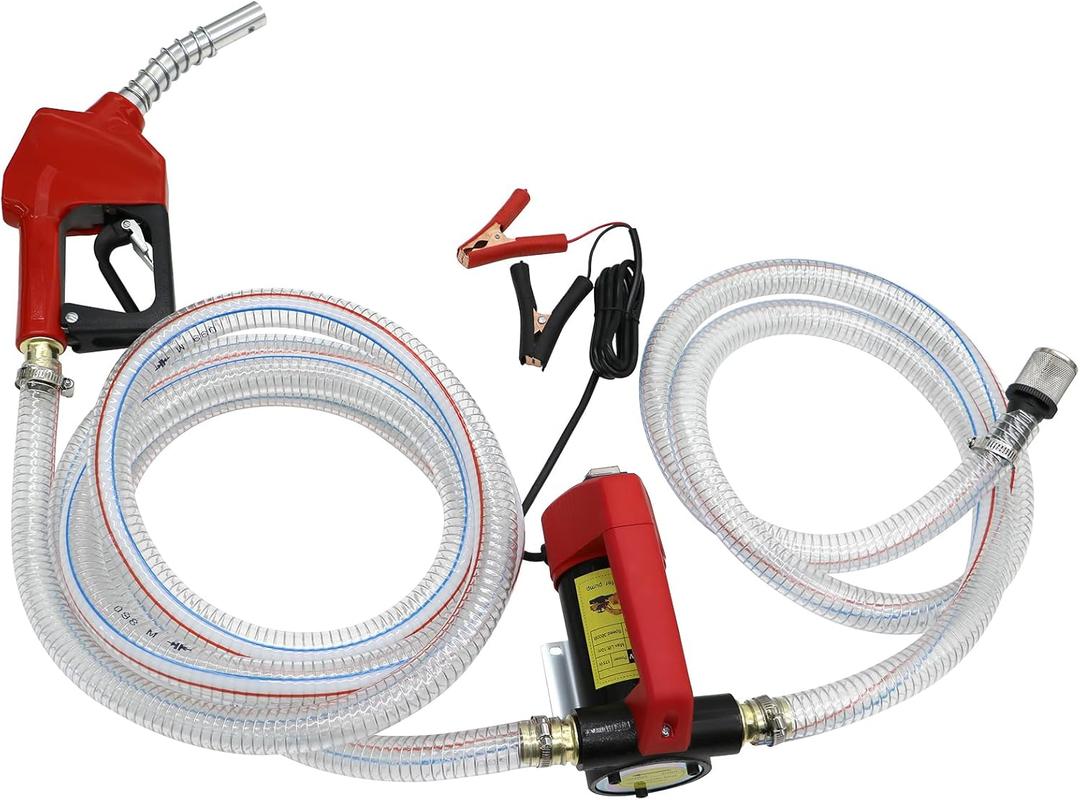 12V Fuel Transfer Pump, 12GPM Diesel Transfer Pump Kit, Self Priming DC Electric Fuel Transfer Pump With Nozzle Hose, Suitable For Diesel, Kerosene, Transformer Oil