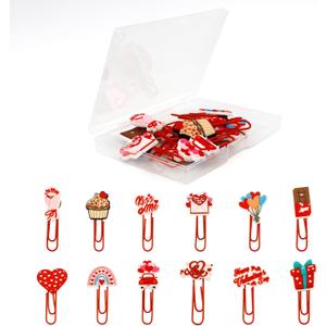 12PCS Heart Paper Clips for Valentine's Day Pink Paper Clips Fanncy Paperclips Colorful Paperclips Girlfriend Wife Gifts for Valentine's Day Wedding Anniversary Romantic Gifts for Her