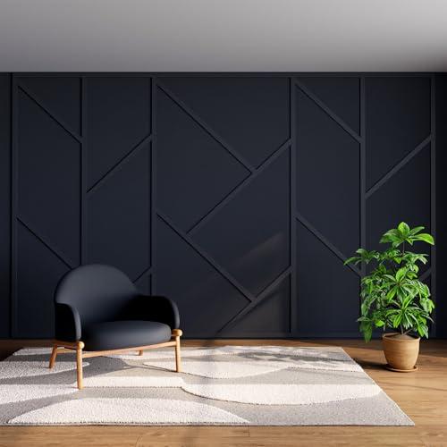 Pangda Peel and Stick Wall Molding Kit Flat Wall Molding Kit for Living Area Decor Premade Wainscoting Panels Accent Panel for Home, Office, Hallway, Dining Room(Asymmetric Style)
